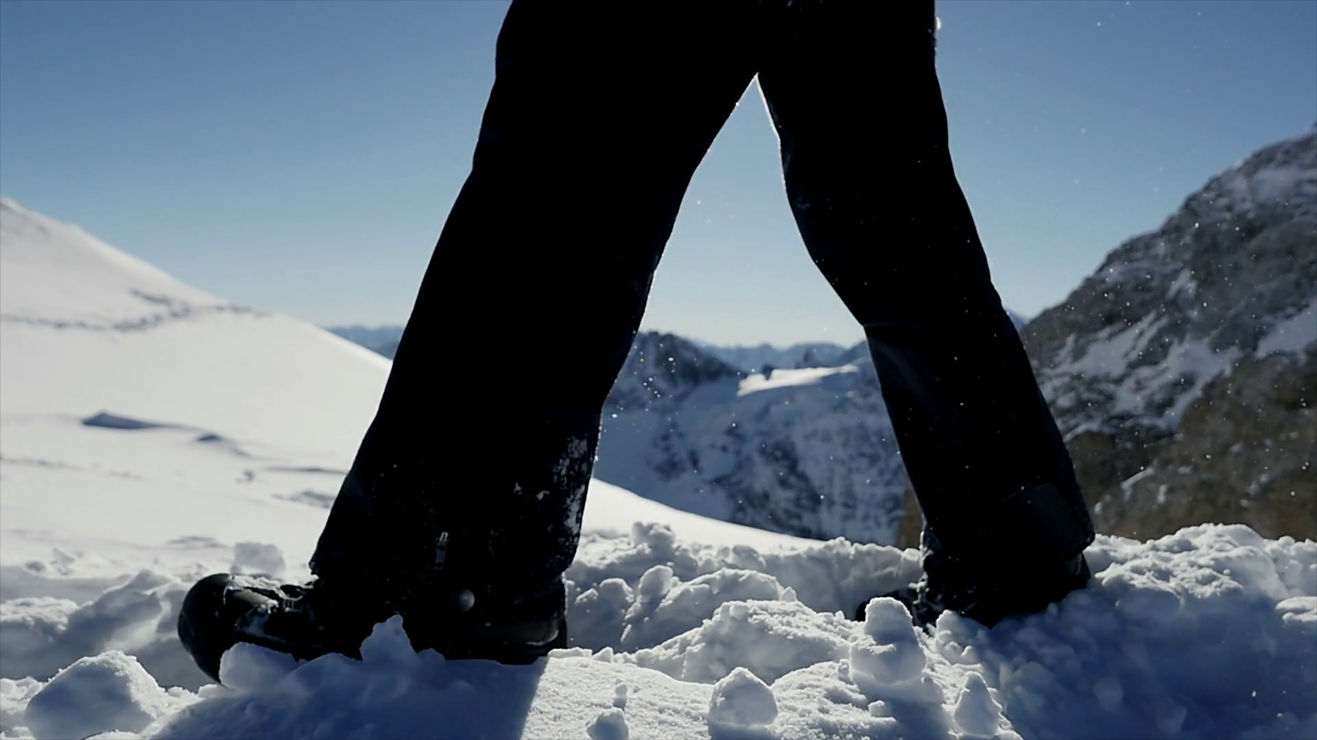 Slow Motion Shot Of Person Hiking In Snow Covered Alpine Landscape Stock Video Footage Storyblocks