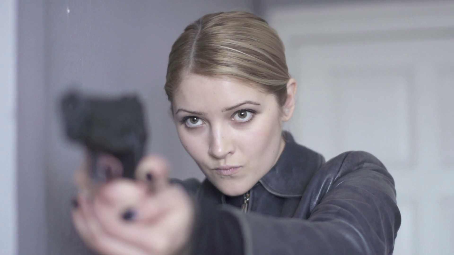 Women Officer Shooting Gun Slow Motion Stock Footage SBV307931781