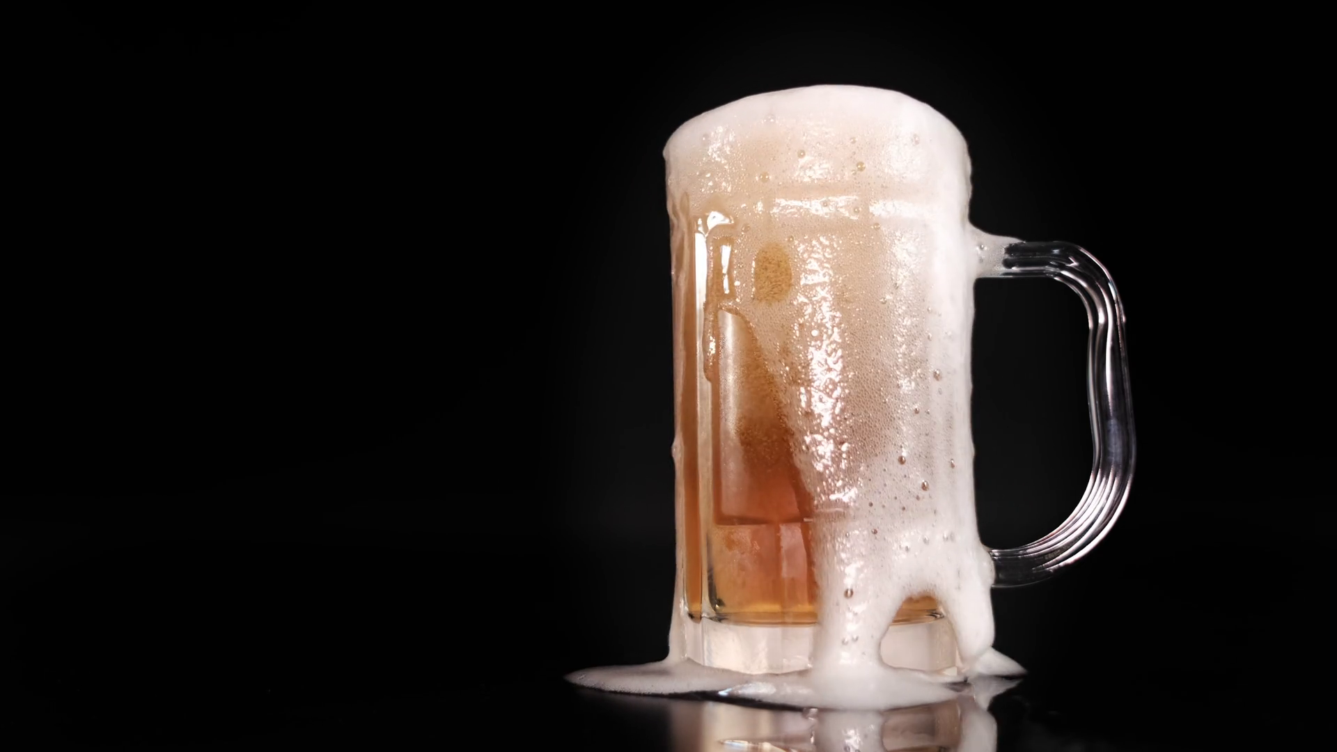 Beer Pouring And Overflow From Beer Mug Stock Video Footage 0017 SBV