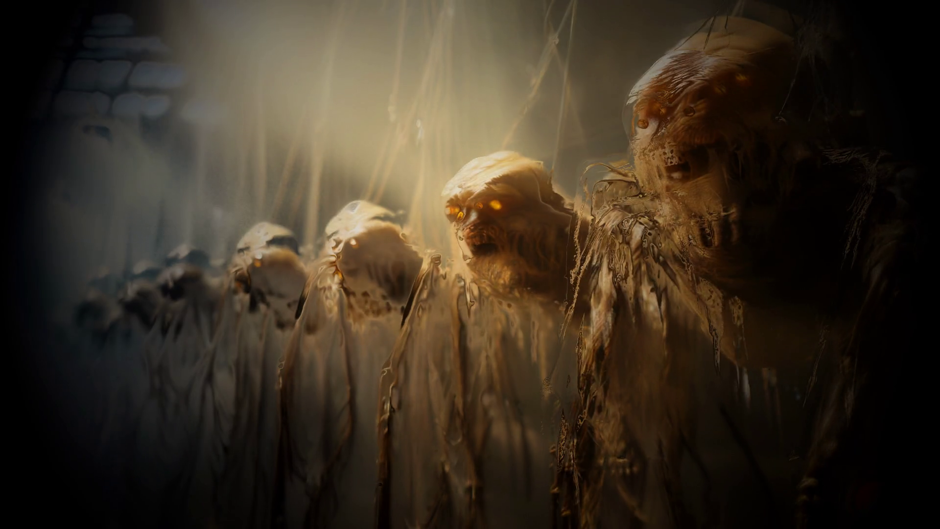 Creepy Zombies Emerging In Mysterious Foggy Stock Motion Graphics SBV ...