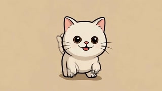 Cute animated cartoon cat walking and waving