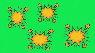 Animated Cartoon Comic Bursts with Smoke on Green Screen for Dynamic Impact