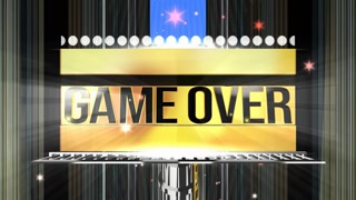Game over message on golden marquee display