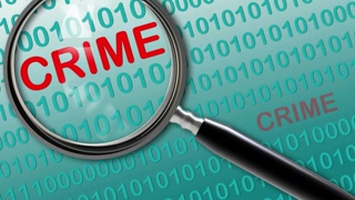 crime animation and binary code