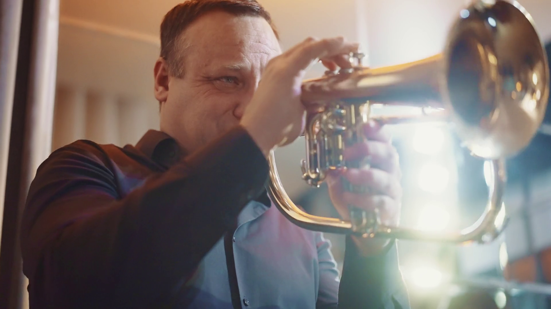 Musician Plays Trumpet At Lively Event In Stock Footage SBV-351815883 ...