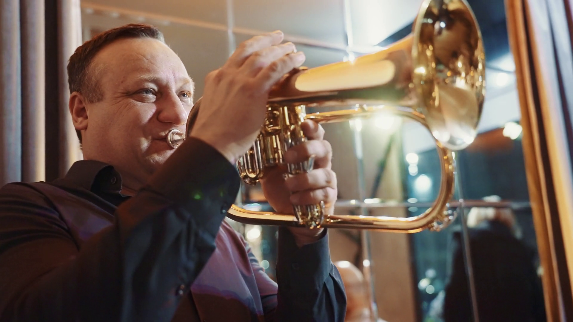 Musician Plays Trumpet In Lively Celebration Stock Footage SBV ...