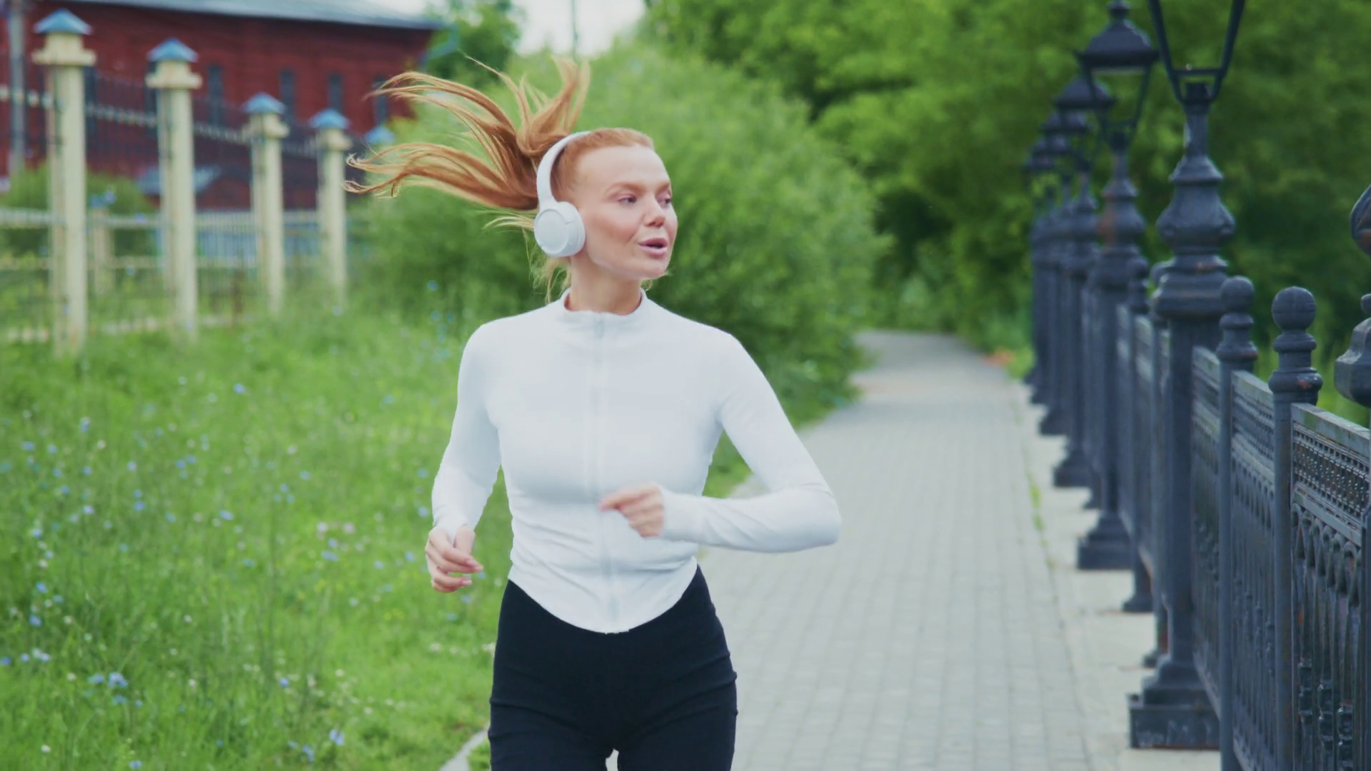 Energetic Female Runner Enjoys Refreshing Stock Footage SBV-352907573 ...