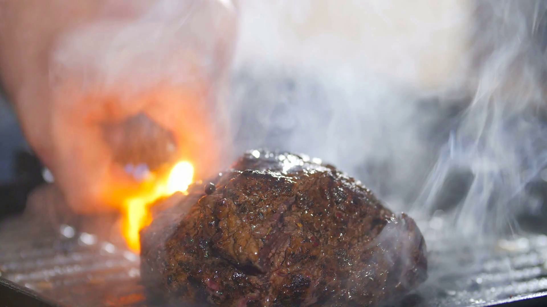 Steak Ignited Fire Closeup Stock Footage SBV304630113 Storyblocks