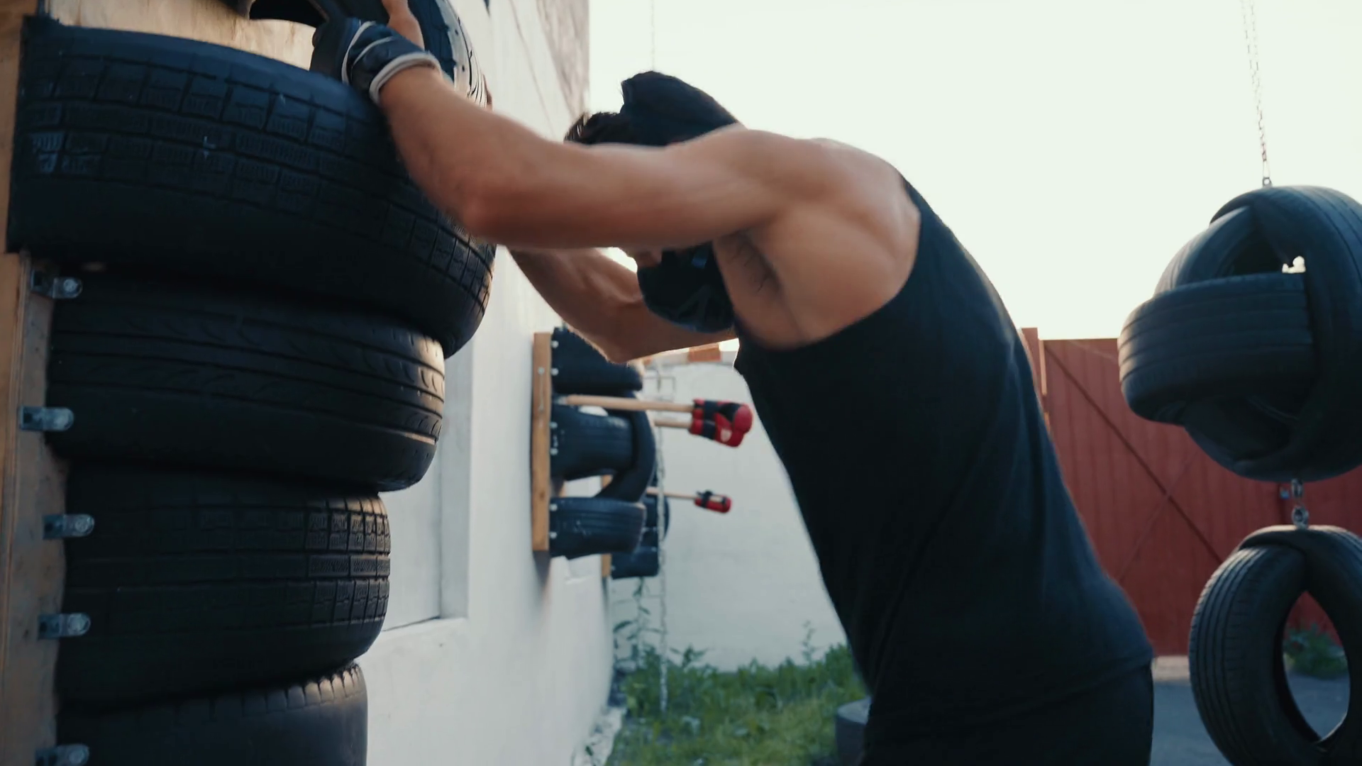 Male Kickboxer Exercising Outdoors Stock Footage SBV-347797922 ...