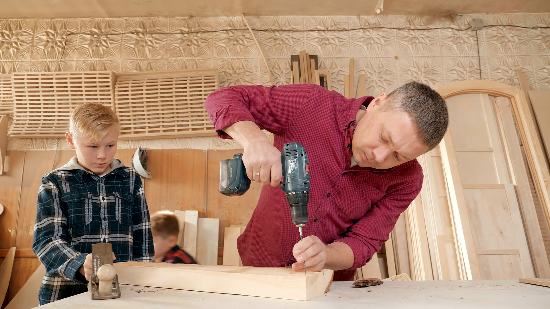 Family Carpentry Woodwork People Concept Stock Footage SBV322040139