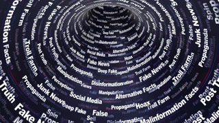 FAKE NEWS Keywords Animation on Tunnel Walls, Background, Loop