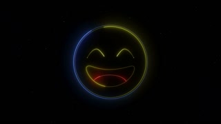 Smiling Emoji Neon Background, Animation, Loop, Social Media, Reactions