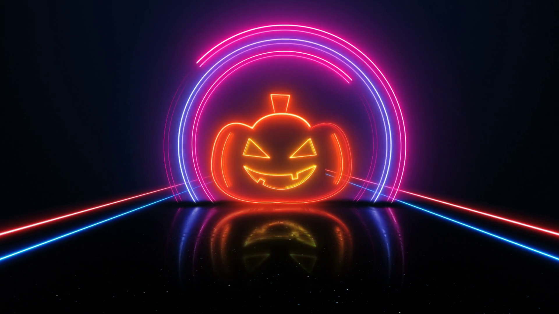 Halloween Pumpkin Neon Background Animation, Loop, 4k Motion Background