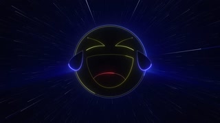Social Media, Reactions, Laughing LOL Emoji Neon Background, STILL Animation, Loop