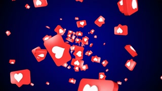Flying Heart Social Media Reaction, Animation, Loop