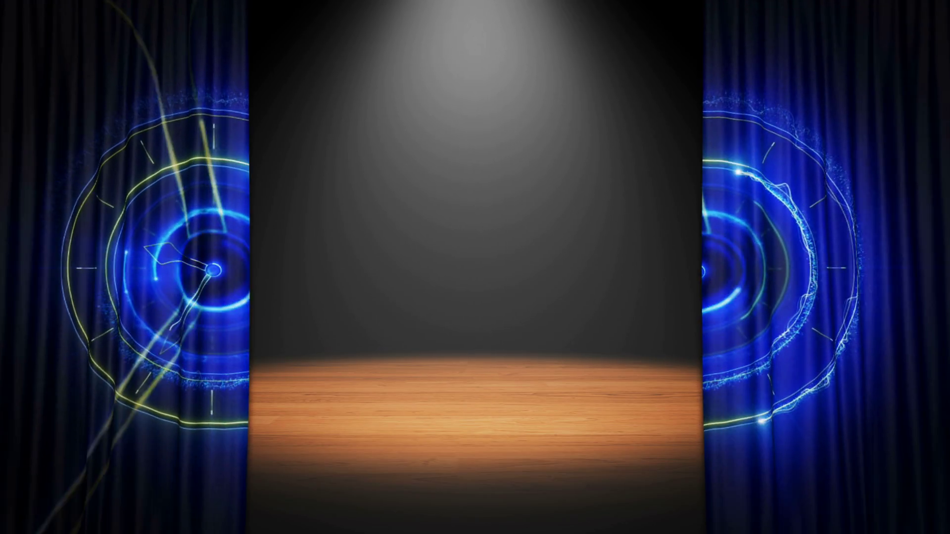 Opening Neon Clocks Curtain Tunnel Theater Stock Motion Graphics SBV