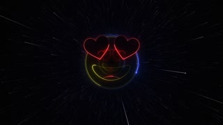 Social Media, Reactions, Smiling and Heart Eyes Emoji Neon Background, Animation, Loop