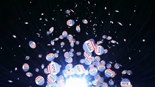 Flying Presidential Election Brooches, Animation, Loop, 4k