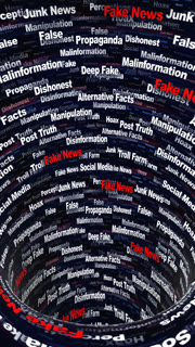 FAKE NEWS Keywords Animation on Tunnel Walls, Background, Loop