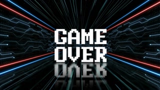 Game Over With GAME OVER Text Animation and Tech Room, with Alpha Matte, Loop