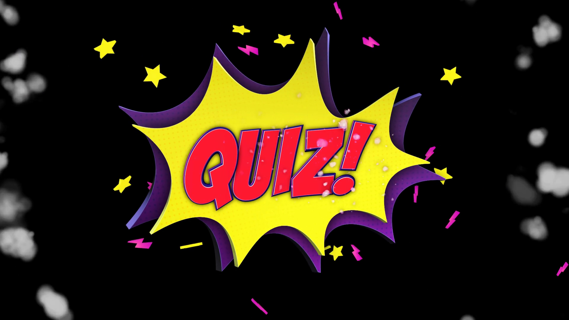 QUIZ Comic Text Animation, with Alpha Matte, Loop, 4k Motion Background ...