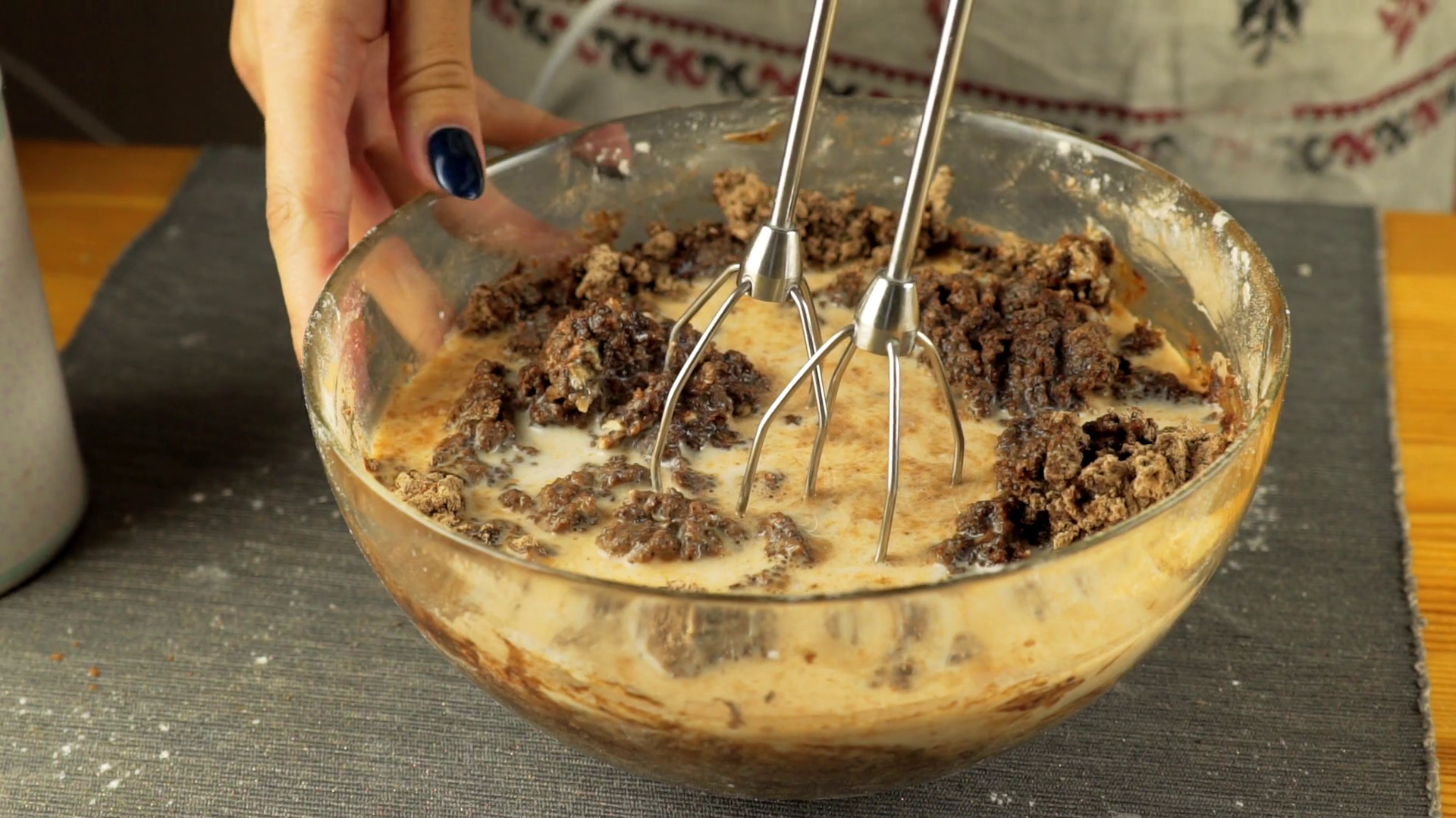Electric Mixer preparing raw cookie dough for baking Stock Video