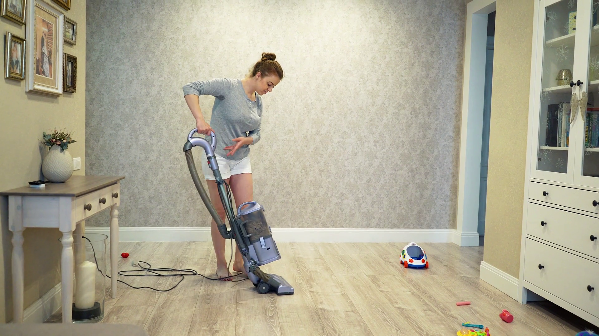 Woman Cleaning Using Vacuum Cleaner Stock Footage SBV-314972162 ...