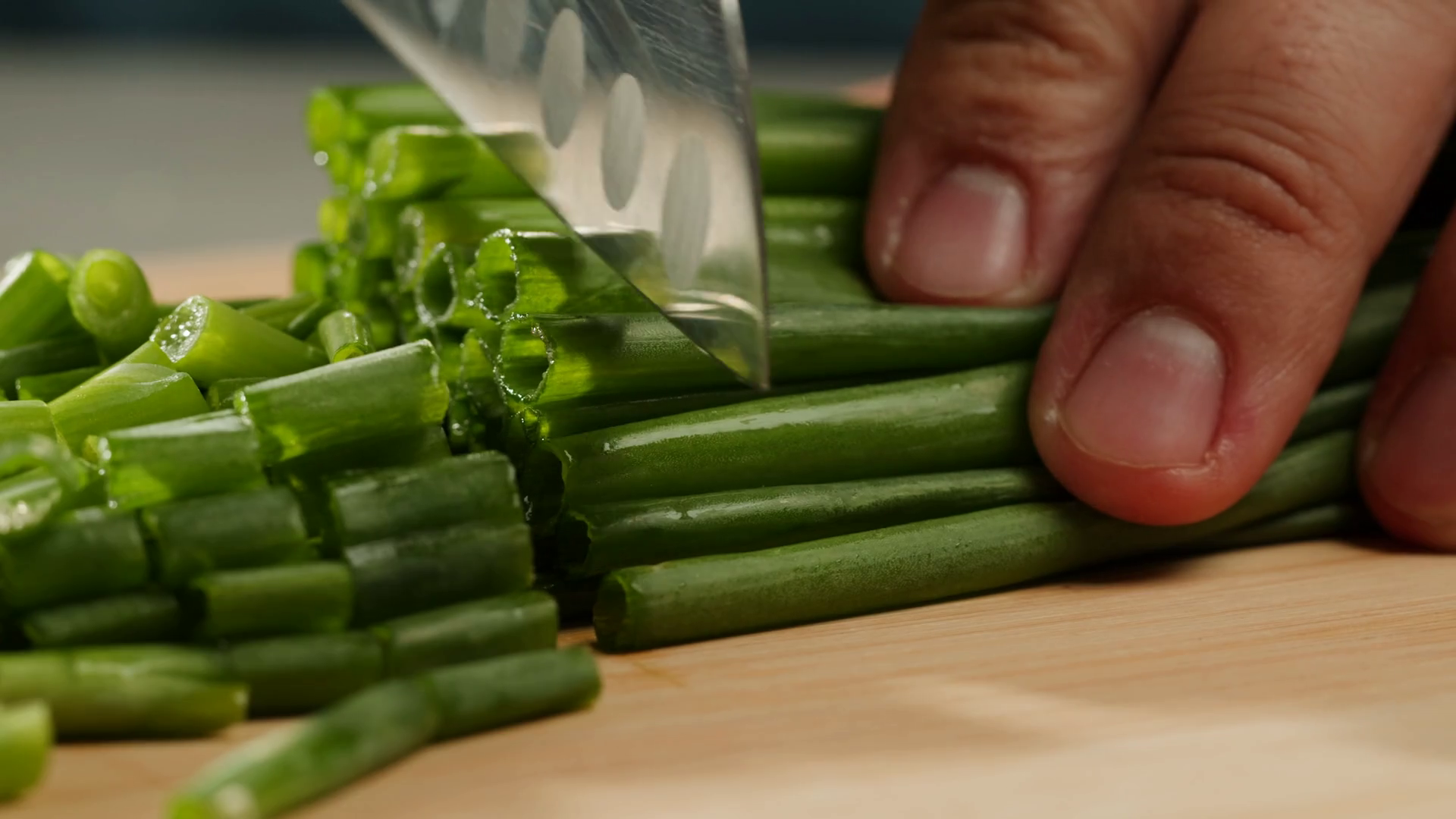 Cutting Fresh Green Onions On Cutting Board Stock Footage SBV-351673421 ...