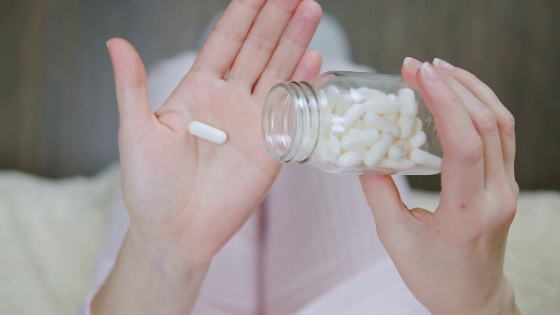 Pills Vitamins Macro Close Up View Of Womans Stock Footage SBV ...