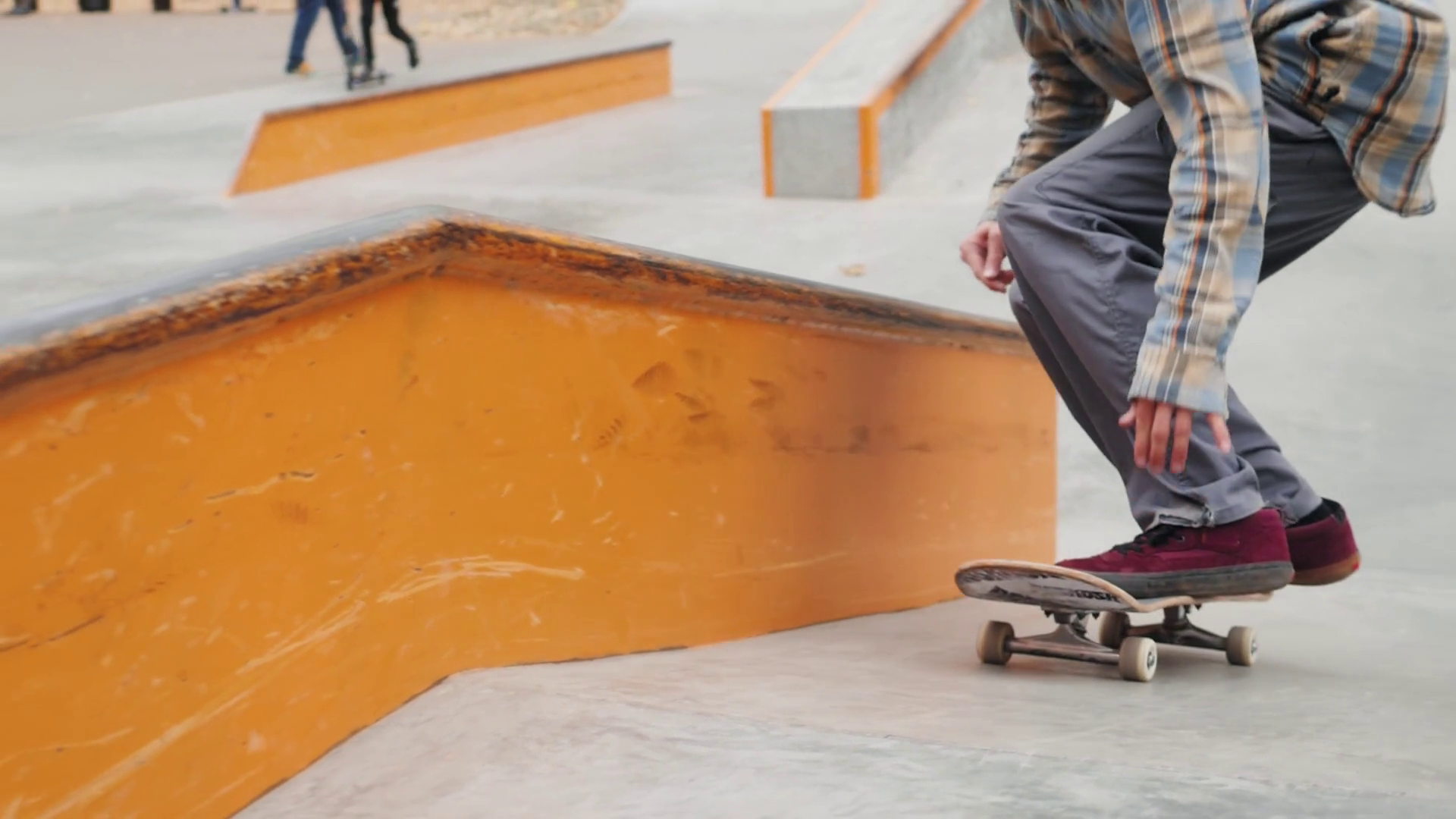 Skater Practicing In Autumn Concrete Skate Stock Footage SBV346700929