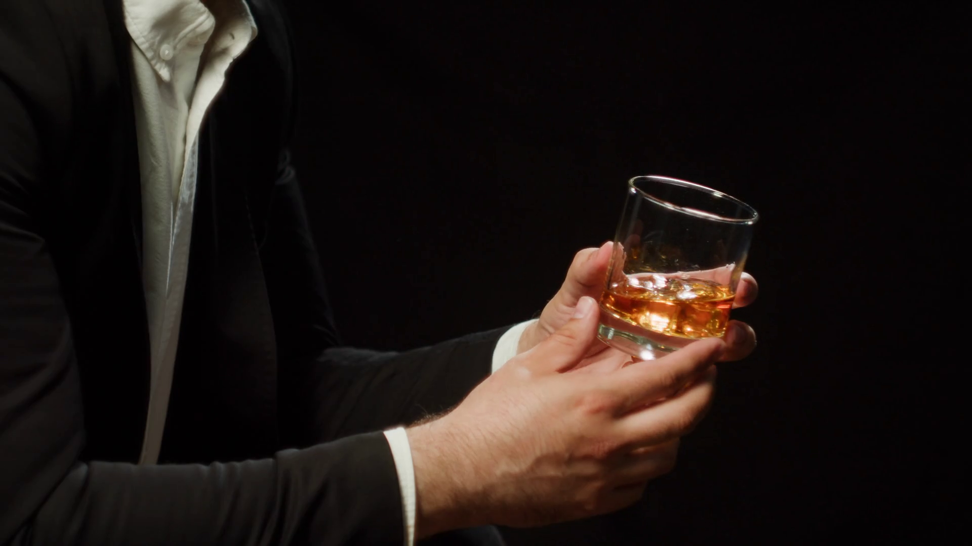 Drinking Brandy Whiskey Closeup Rich Man Stock Footage SBV347116398