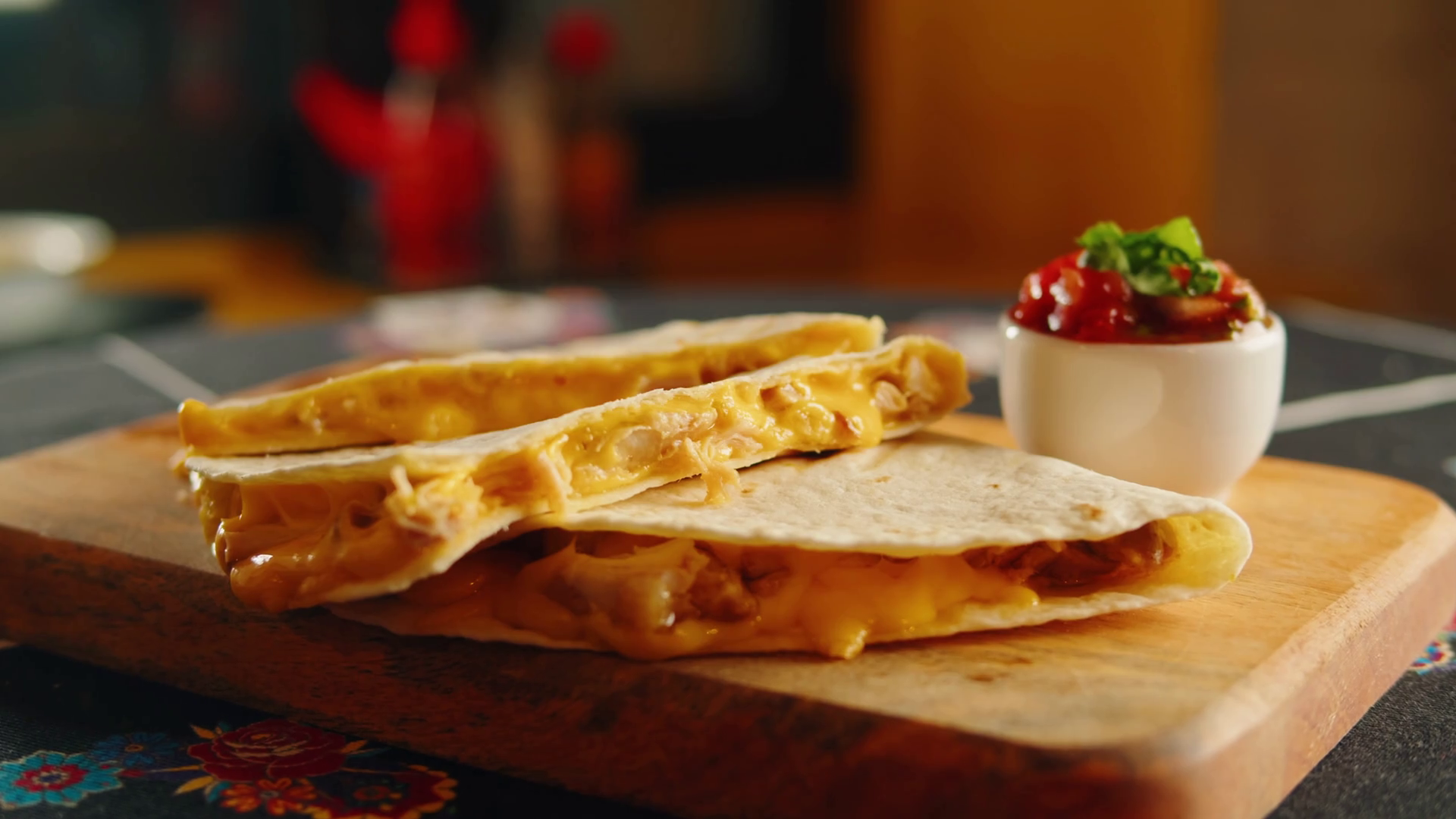 Close Up Of Cheese Quesadilla Eating Stock Footage SBV347599641