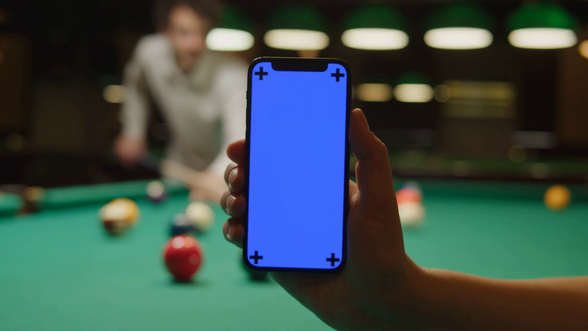 Chroma Key Phone In Front Of Billiard Green Stock Footage SBV-348738269 ...
