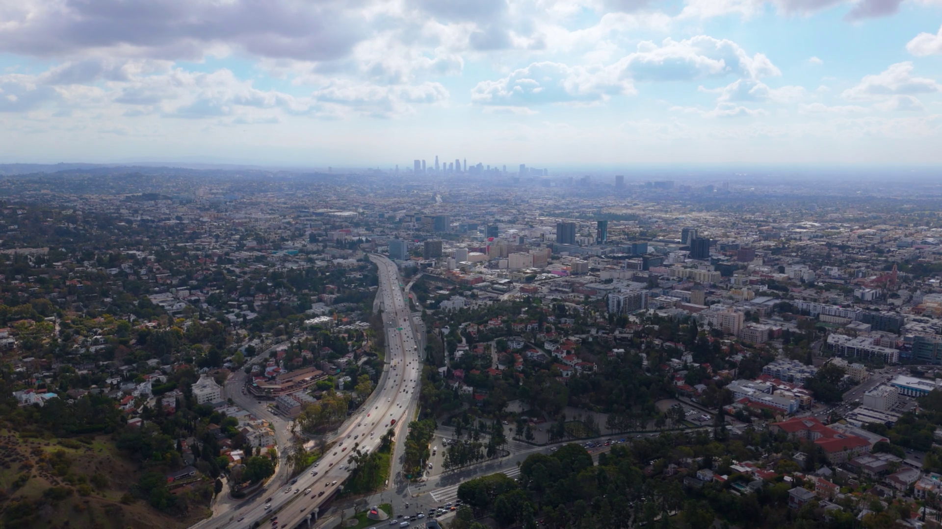 Aerial View Of Los Angeles Freeway Skyline Stock Footage SBV-351809514 ...