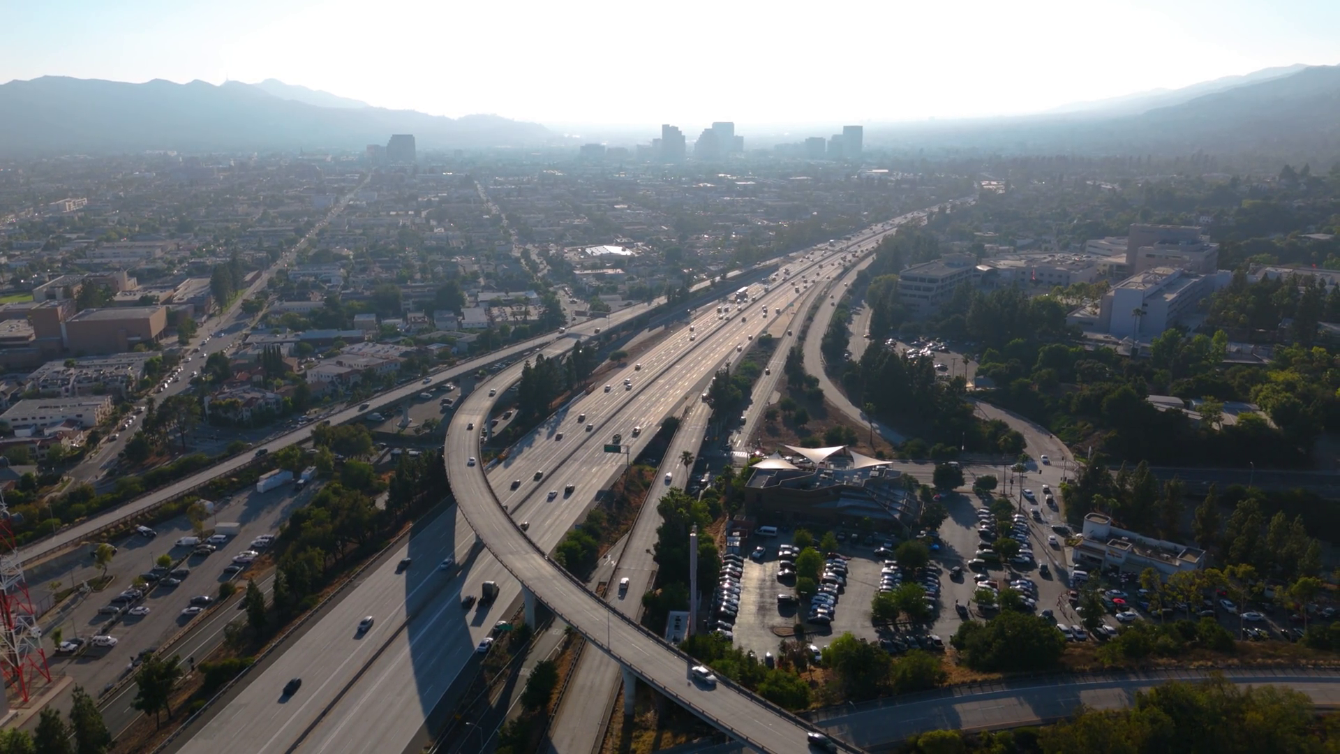 Aerial View Of Glendale Freeway At Sunset Stock Footage SBV-352559288 ...
