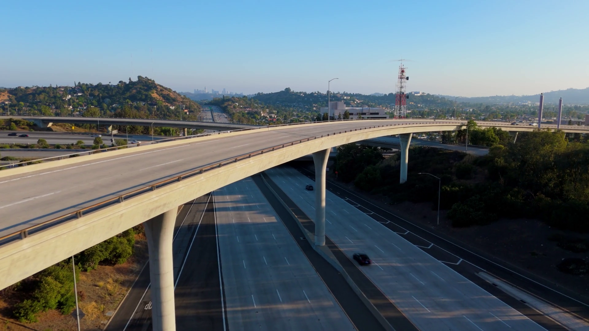 Cars Driving On Freeway Overpass In Los Stock Footage SBV-352561191 ...