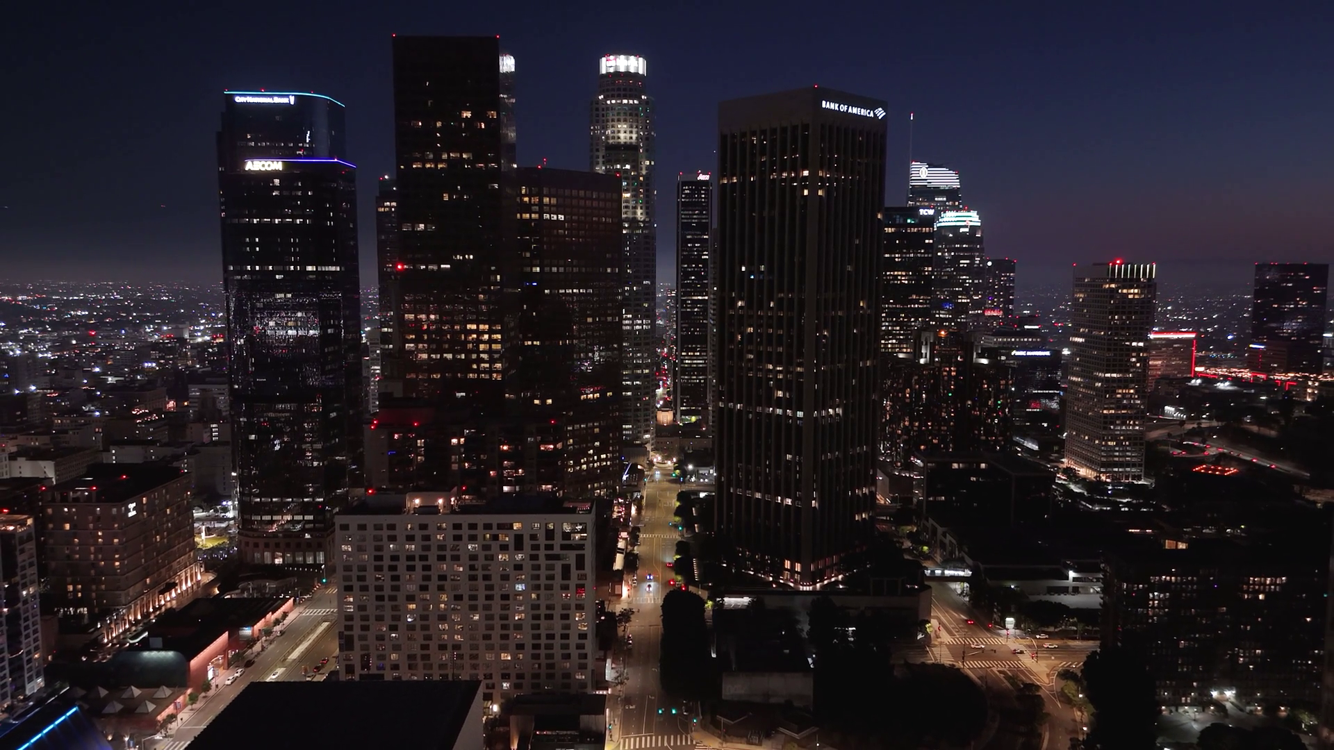 Downtown Los Angeles Night Skyline With Stock Footage SBV-352653449 ...