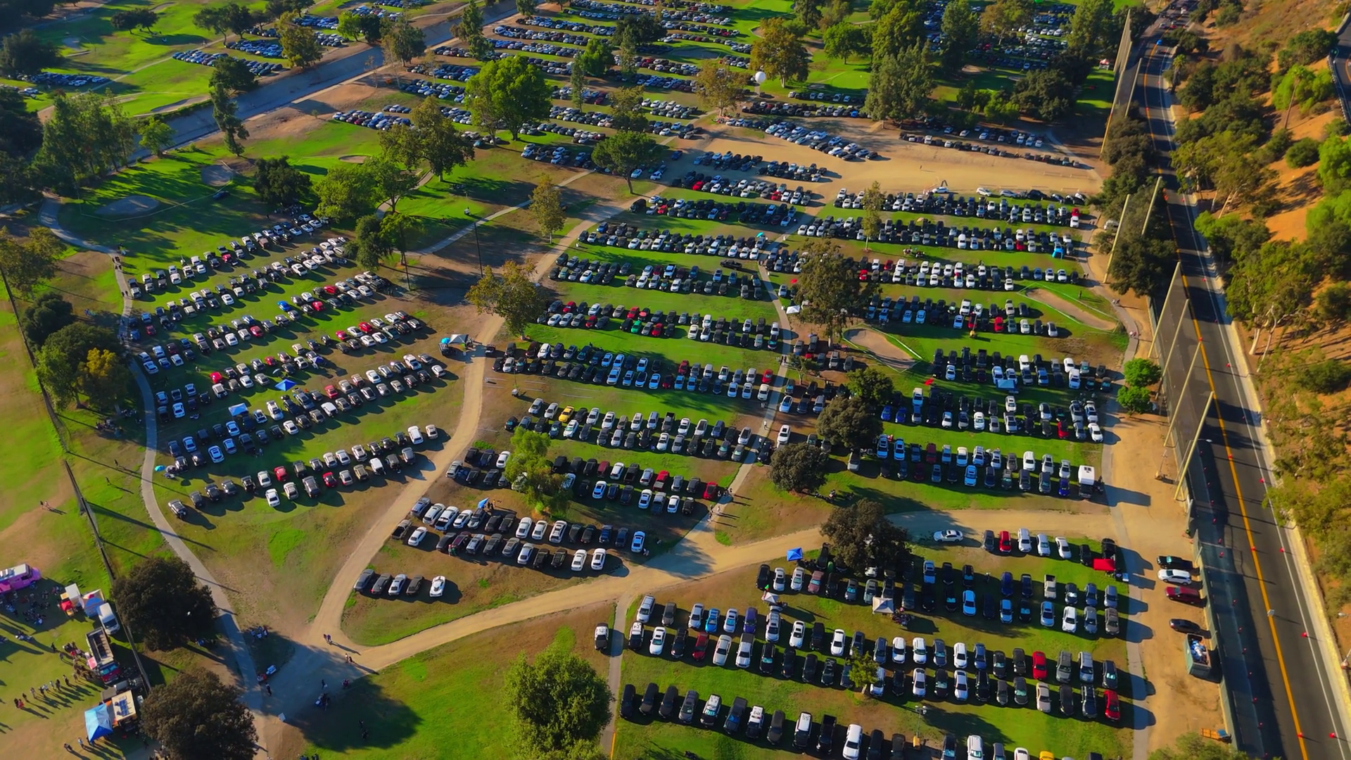 Drone View Of Parking Lot Filled With Cars Stock Footage SBV-352860025 ...