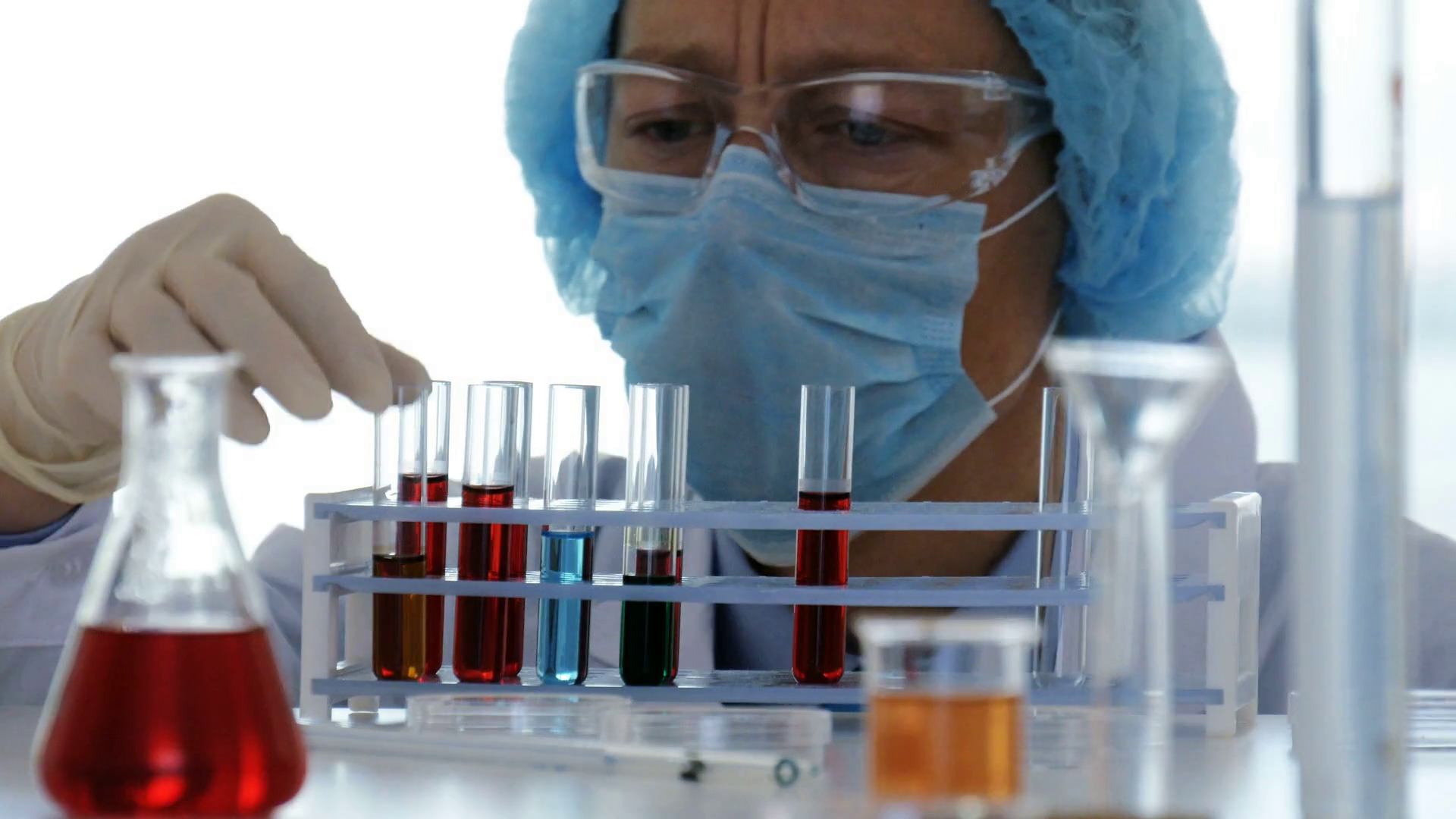 Lab Technician Controls Chemical Substances Stock Footage SBV322577085