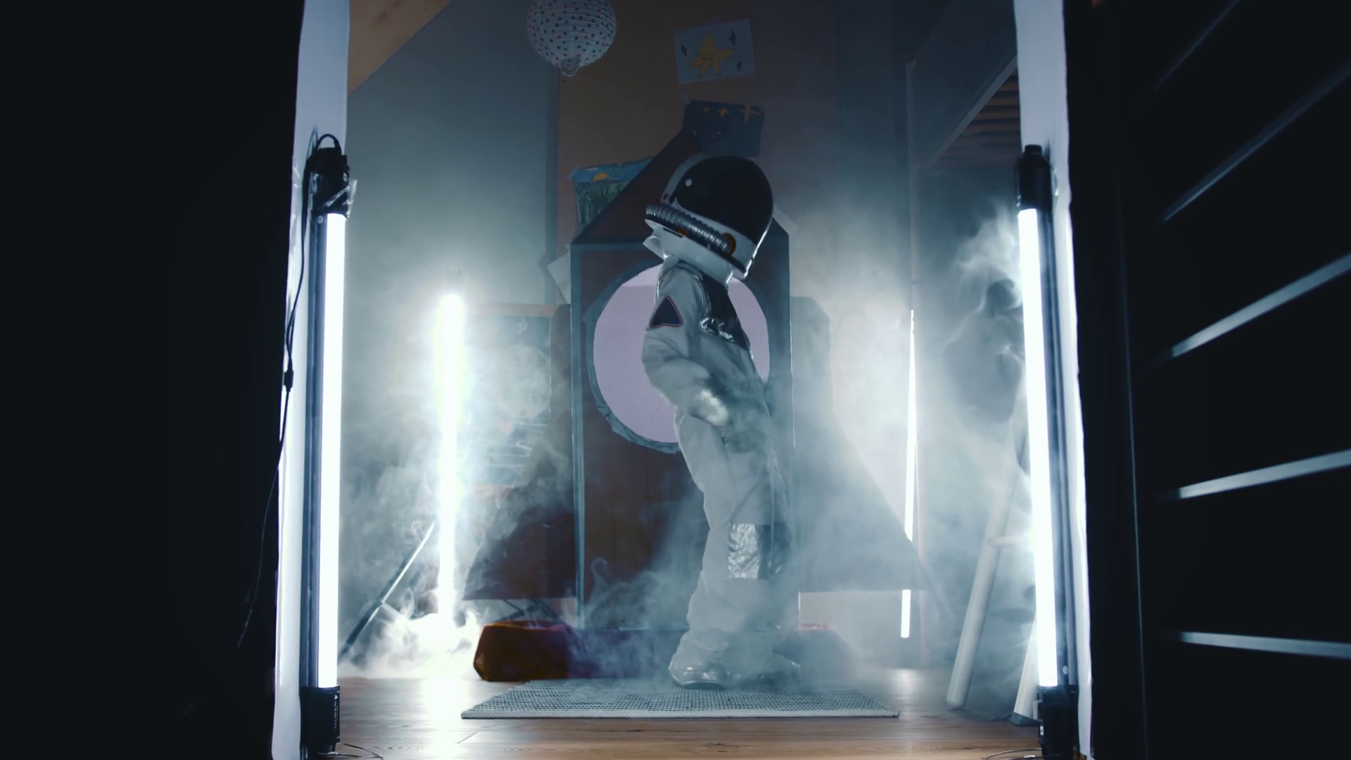 Cinematic Zoom In On Happy Spaceman Child Stock Footage SBV-347656600 ...