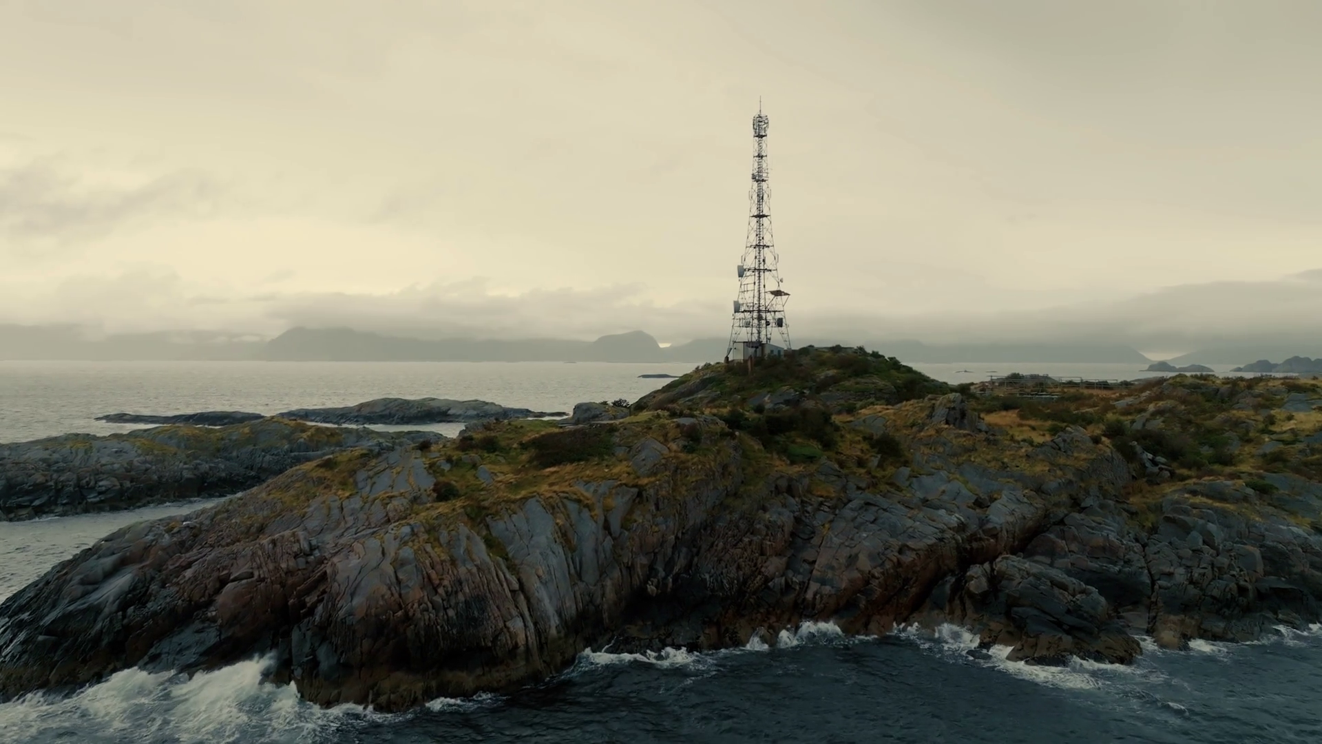 Сommunication Tower Standing On Rocky Stock Footage SBV-348752747 ...