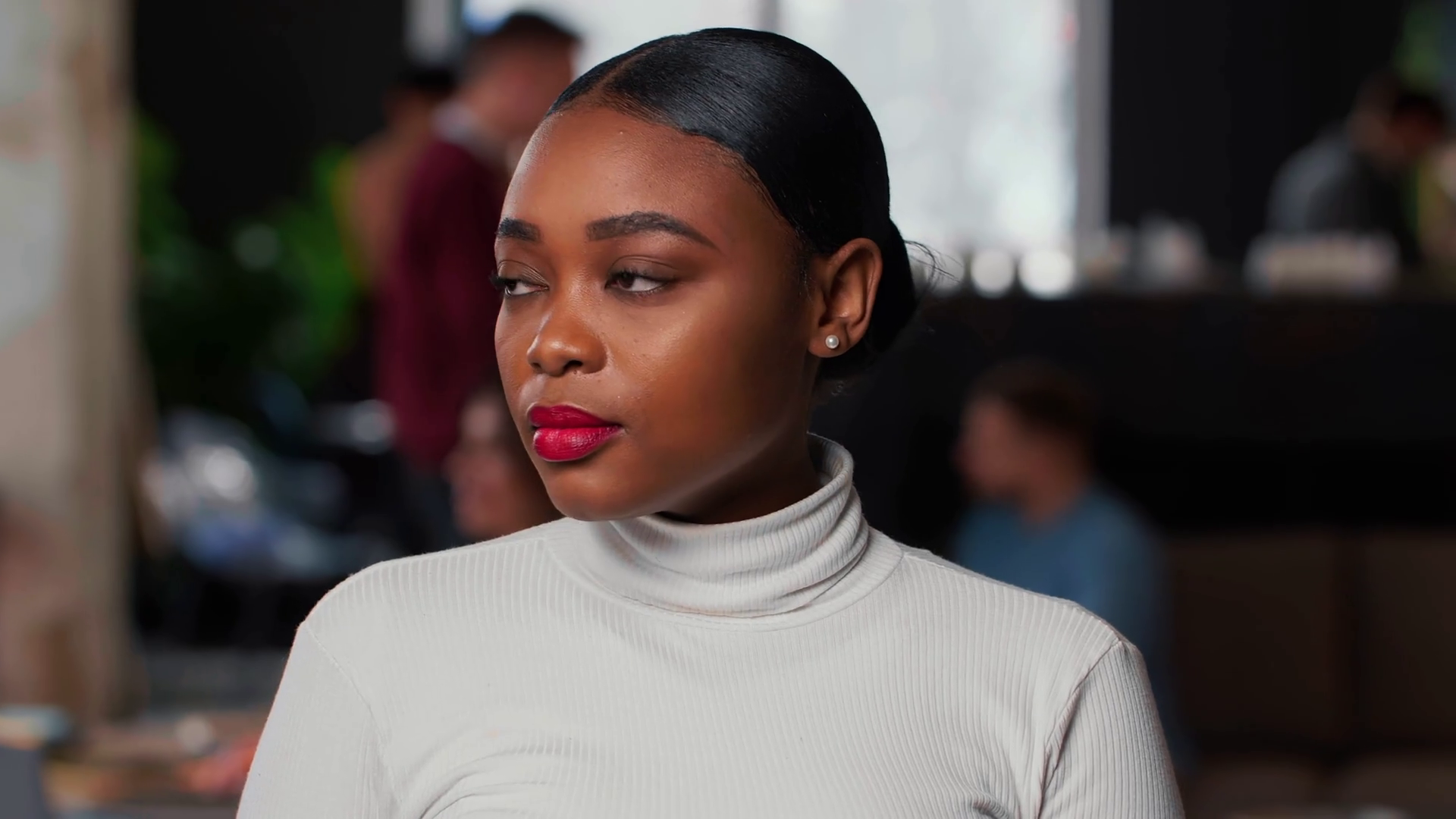 Portrait of playful attractive young 20s genz African business woman