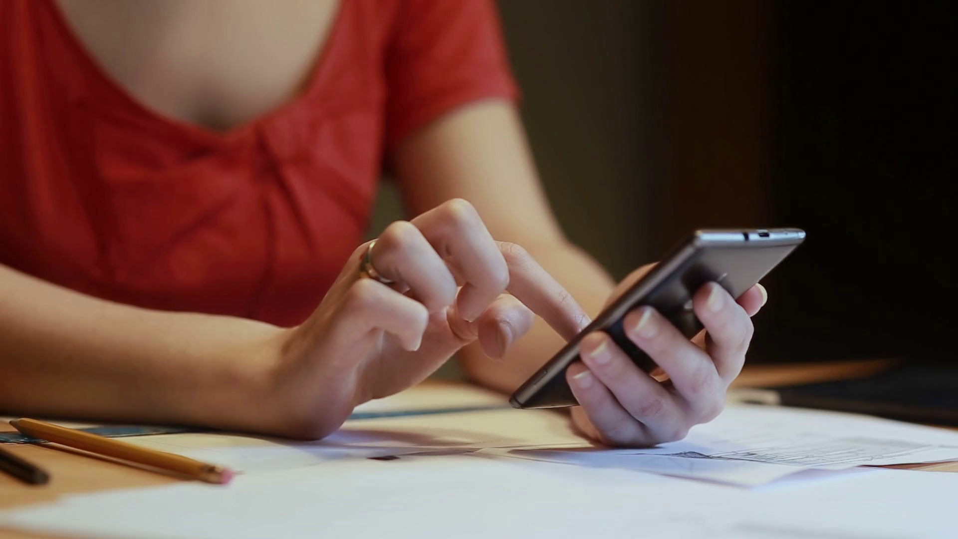 woman's hands checks accounts using a smartphone Stock Video Footage 00