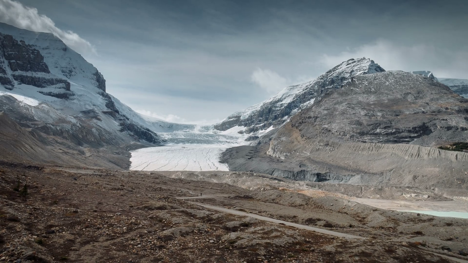 4K 60fps Aerial of Athabasca Glacier in Jasper Stock Video Footage