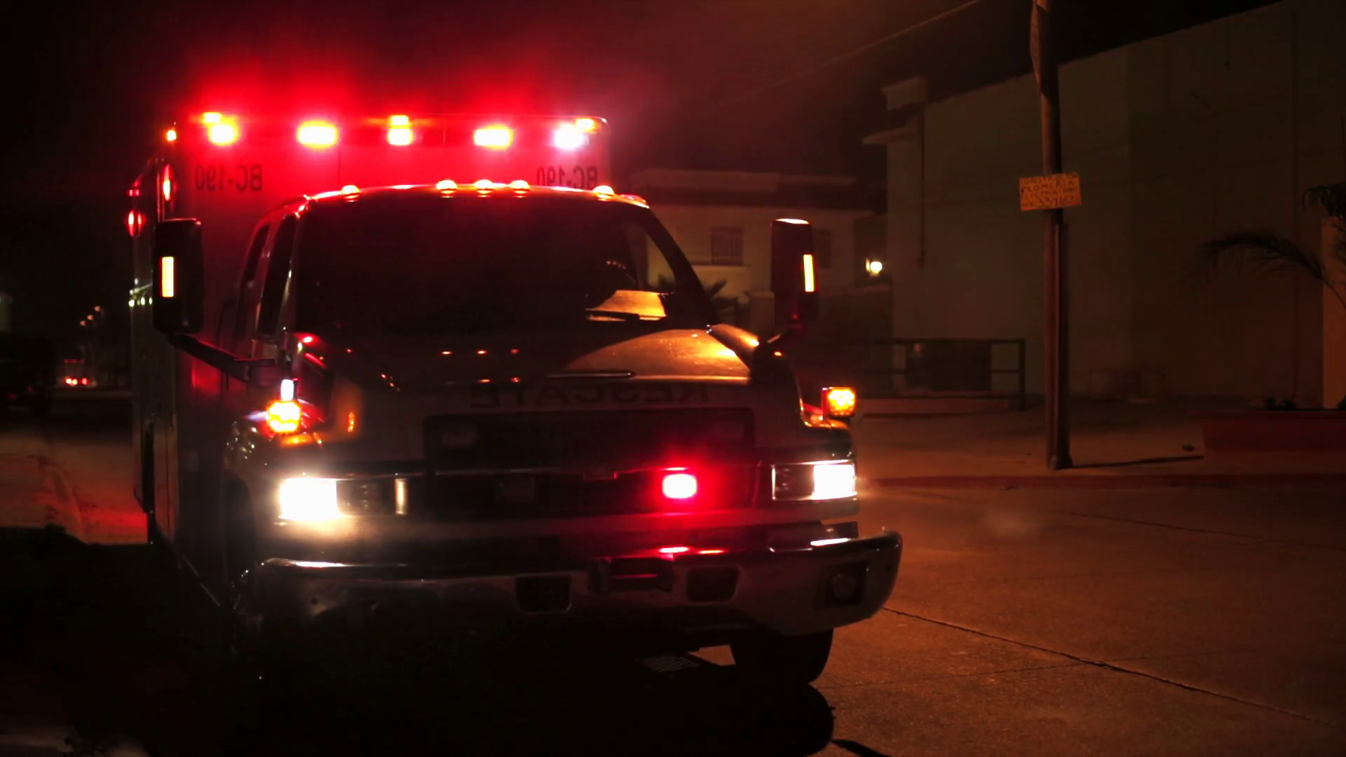 Ambulance Illuminated In Dark Stock Footage SBV302007386 Storyblocks