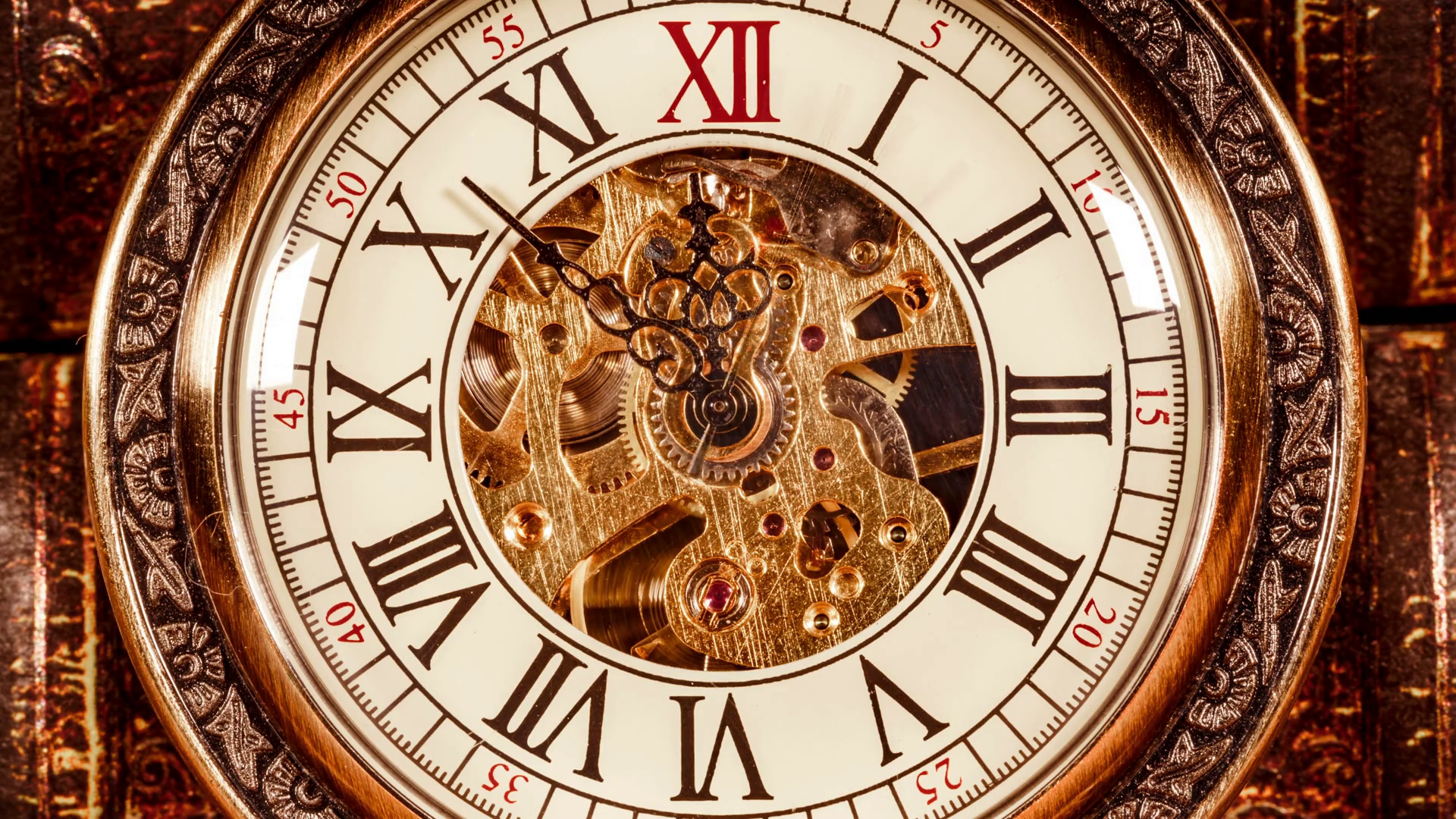 Antique clock dial closeup. Vintage pocket watch. Stock Video Footage