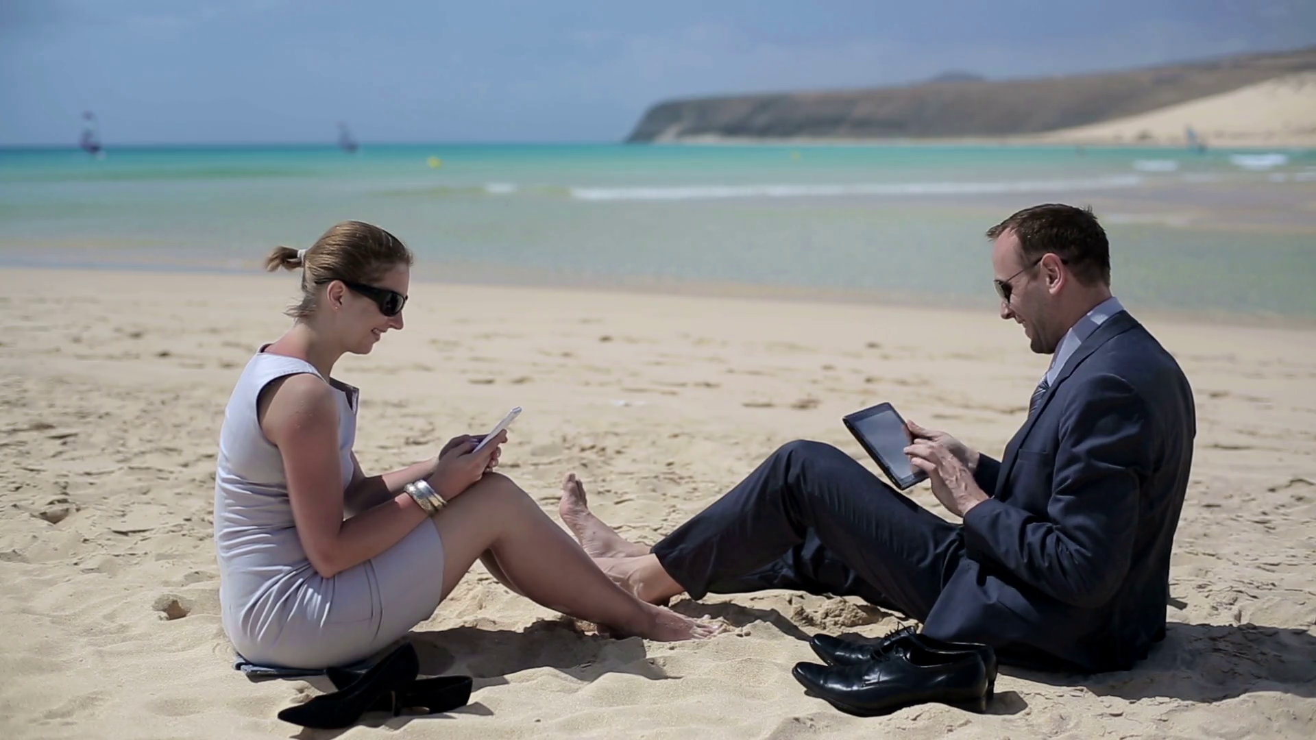 Businesspeople Work On Beach Stock Footage SBV302493579 Storyblocks