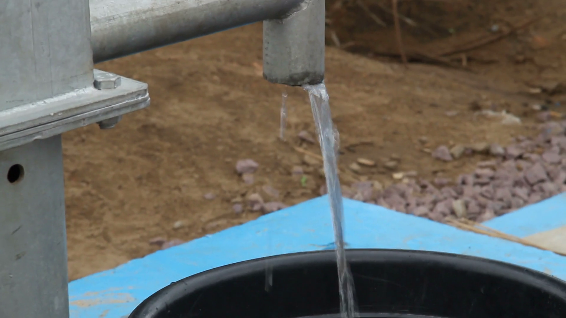 Closeup On Waterspout Trickling Water Into Stock Footage SBV300150741