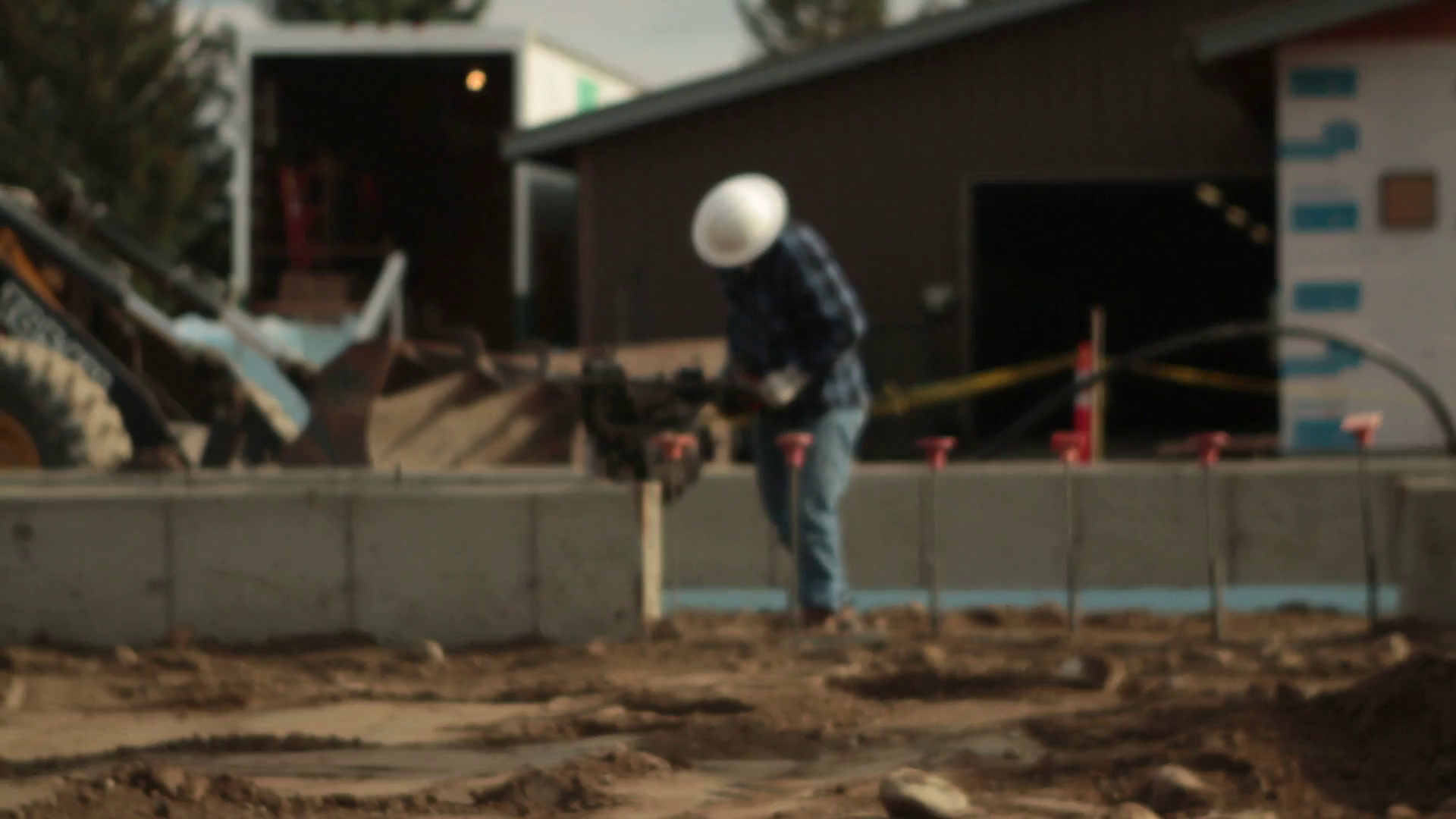 Construction Worker With Tamper Stock Video Footage 0014 SBV300146530