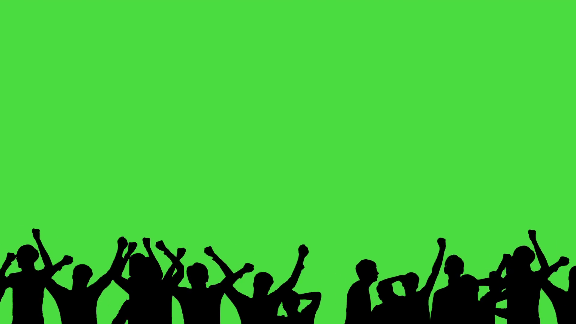 Crowd of fans dancing on green screen. Concert, Jumping, Dancing, Hands